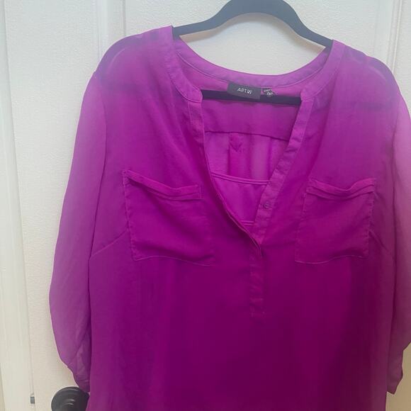 Apt 9 (kohls) women’s bright fuchsia blouse with tank Sz 1x - Picture 3 of 7
